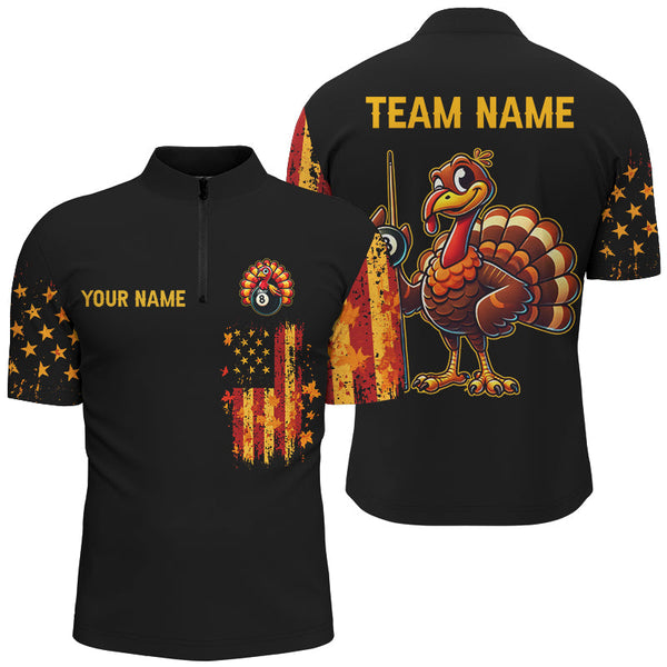 Funny Turkey Autumn US Flag Men Darts Shirts Custom Patriotic Thanksgiving Shirts For Darts Lover TDM2754