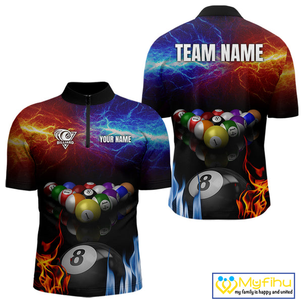 Orange And Blue Custom Lightning Men's Billiard Shirts – Billiard Pool Team Jerseys Polo & 1/4 Zip TDM4014
