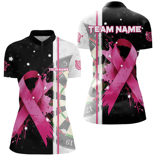Pink Ribbon Breast Cancer Darts Shirts For Women Custom Grunge Darts Jerseys, Breast Cancer Gifts TDM2515