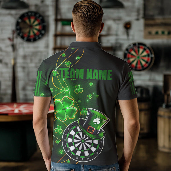 Green Glowing Shamrock  Luckiest Dart Shirts For Men Custom St Patrick Day Dart Jerseys Outfit TDM3592