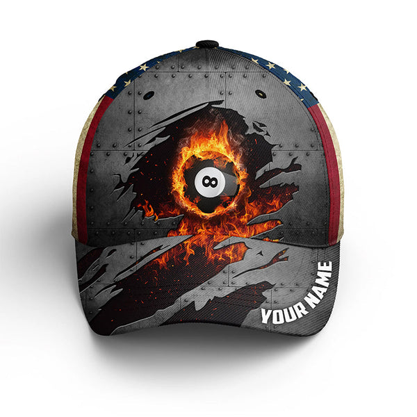 8 Ball Billiard Hats For Men And Women, Best Custom Name Billiard Caps For Pool Player TDM0135