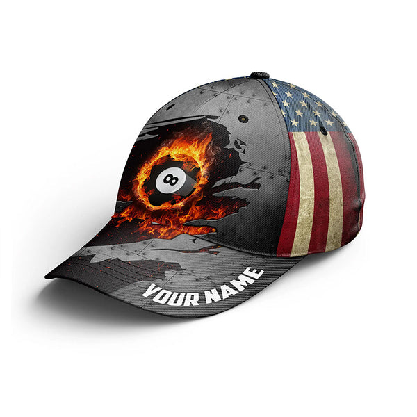 8 Ball Billiard Hats For Men And Women, Best Custom Name Billiard Caps For Pool Player TDM0135