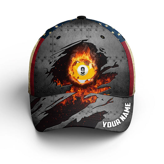 9 Ball Billiard Hats For Men And Women, Best Custom Name Billiard Caps For Pool Player TDM0136