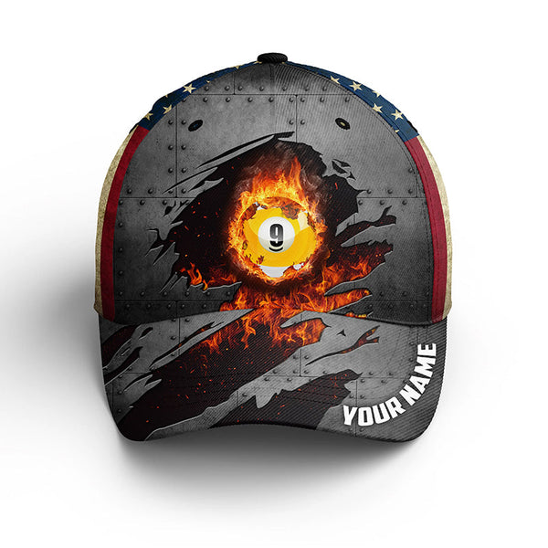9 Ball Billiard Hats For Men And Women, Best Custom Name Billiard Caps For Pool Player TDM0136