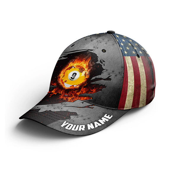 9 Ball Billiard Hats For Men And Women, Best Custom Name Billiard Caps For Pool Player TDM0136