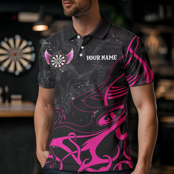 Personalized Pink Black Darts Arrow Wings Dart Shirts For Men Custom Dart Jerseys Team Outfit TDM3596