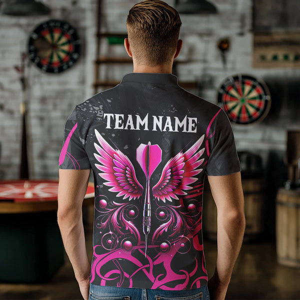 Personalized Pink Black Darts Arrow Wings Dart Shirts For Men Custom Dart Jerseys Team Outfit TDM3596