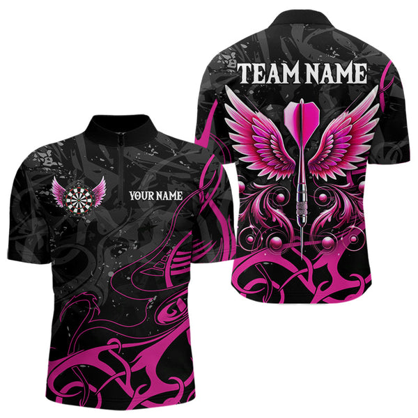 Personalized Pink Black Darts Arrow Wings Dart Shirts For Men Custom Dart Jerseys Team Outfit TDM3596