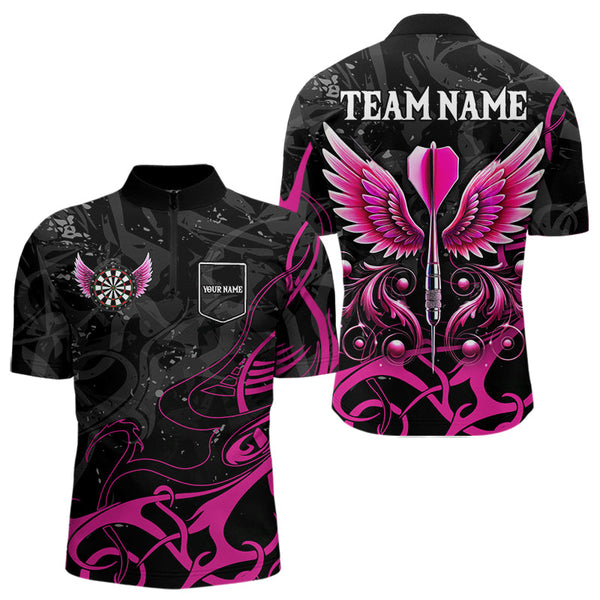Personalized Pink Black Darts Arrow Wings Dart Shirts For Men Custom Dart Jerseys Team Outfit TDM3596