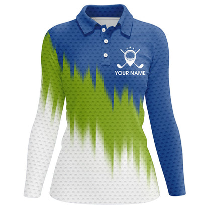 Green And Blue Womens Golf Polo Shirts Custom Name Golf Outfit Women, Great Gifts For A Golfer TDM1844