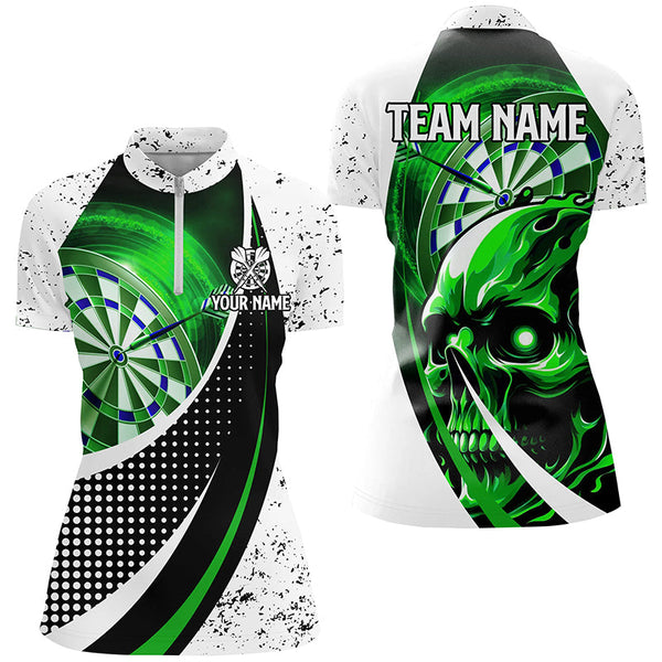 Customized Grunge Green Dartboard 3D Printed Skull Darts Shirts For Women, Team League Darts Jerseys TDM2262