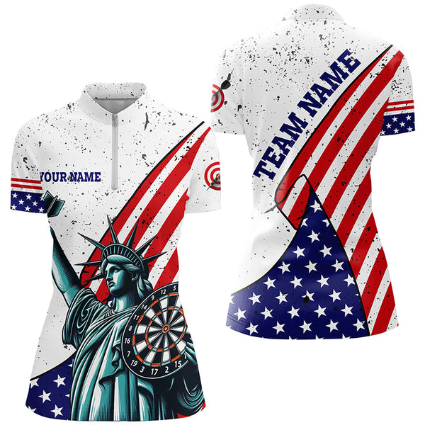 Personalized The Statue Of Liberty Darts Shirts For Women Custom US Flag Patriotic Darts Jerseys TDM2268