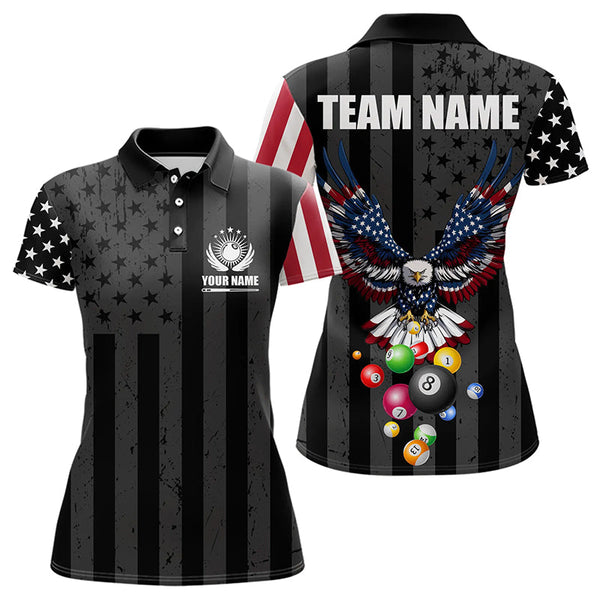 Personalized Eagle American Flag Billiard Balls Pool Shirt For Women, Patriotic Billiard Shirt Jersey TDM3252
