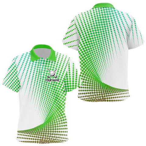 Personalized Green Geometric Kid Golf Shirt Short Sleeve Polo Shirt Kid Golf Tops, Golfing Gifts TDM3259