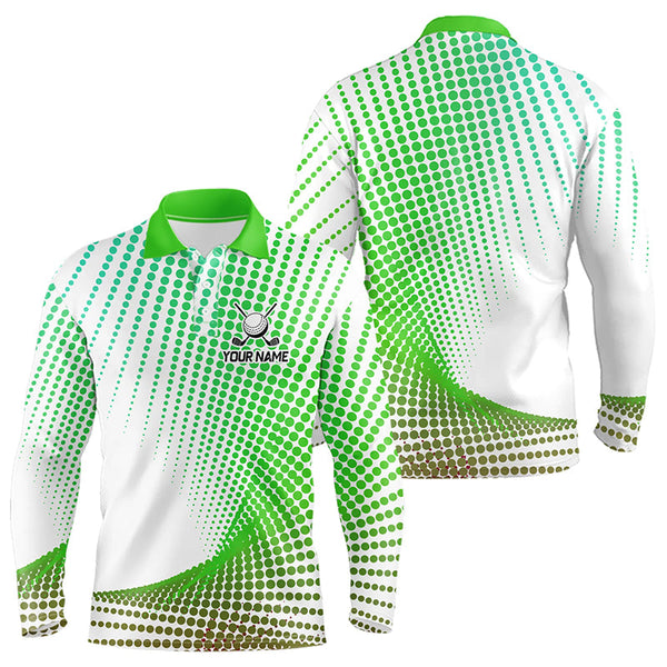 Personalized Green Geometric Men Golf Shirt Short Sleeve Polo Shirt Men Golf Tops, Golfing Gifts TDM3259