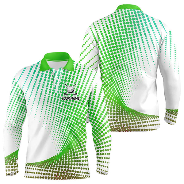 Personalized Green Geometric Men Golf Shirt Short Sleeve Polo Shirt Men Golf Tops, Golfing Gifts TDM3259