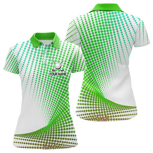 Personalized Green Geometric Women Golf Shirt Short Sleeve Polo Shirt Ladies Golf Tops, Golfing Gifts TDM3259