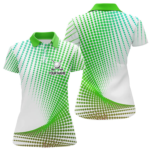 Personalized Green Geometric Women Golf Shirt Short Sleeve Polo Shirt Ladies Golf Tops, Golfing Gifts TDM3259