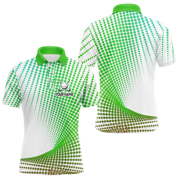 Personalized Green Geometric Men Golf Shirt Short Sleeve Polo Shirt Men Golf Tops, Golfing Gifts TDM3259