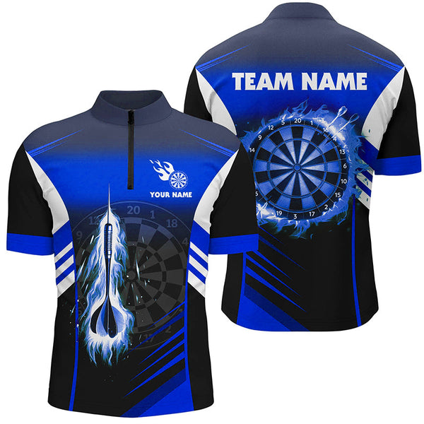 Personalized Darts Fire Arrow Men Dart Polo Shirts Custom Flame Dart Shirt Darts Jersey | Blue TDM2276
