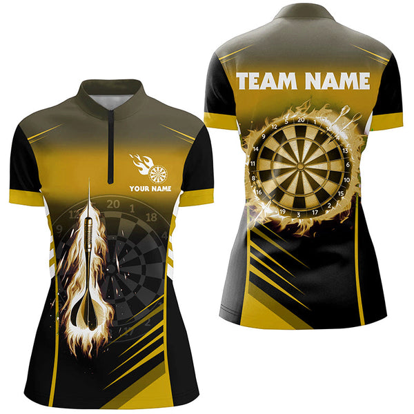Personalized Darts Fire Arrow Women Dart Polo Shirts Custom Flame Dart Shirt Darts Jersey | Yellow TDM2277