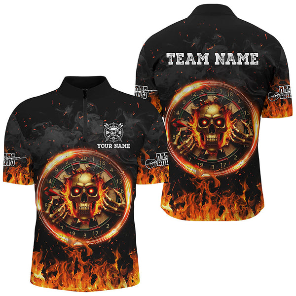 Personalized Skull Dartboard Fire Flame 3D Printed Darts Shirts For Men Team League Darts Jerseys TDM2279