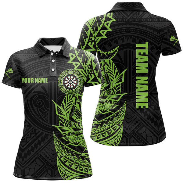 Personalized Green Tribal Darts Polo & Quarter Zip Custom Dart Shirts For Women Dart Jerseys TDM3265