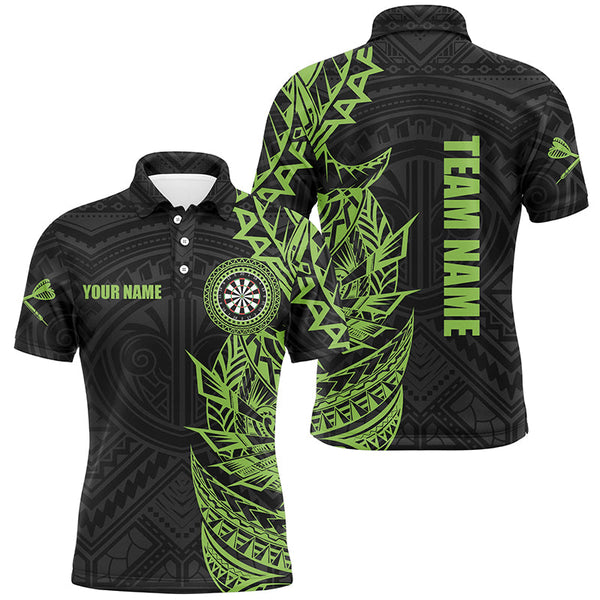 Personalized Green Tribal Darts Polo & Quarter Zip Custom Dart Shirts For Men Dart Jerseys TDM3265