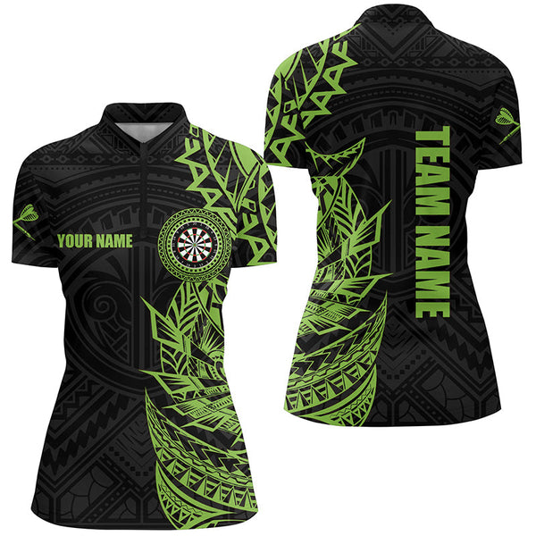 Personalized Green Tribal Darts Polo & Quarter Zip Custom Dart Shirts For Women Dart Jerseys TDM3265