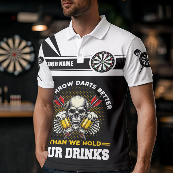 We Throw Darts Better Skull Beer Funny Darts Shirts For Men Custom Drinking Darts Team Jerseys TDM3458