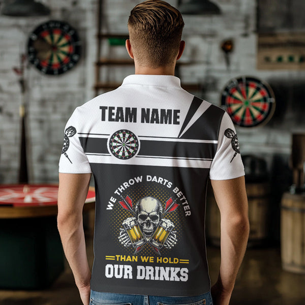 We Throw Darts Better Skull Beer Funny Darts Shirts For Men Custom Drinking Darts Team Jerseys TDM3458