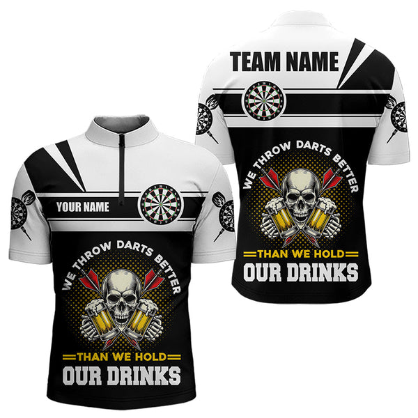 We Throw Darts Better Skull Beer Funny Darts Shirts For Men Custom Drinking Darts Team Jerseys TDM3458