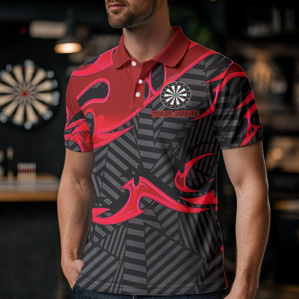 Personalized Black And Red Darts Polo & Quarter Zip Custom Dart Shirts For Men Darts Team Jerseys TDM3459