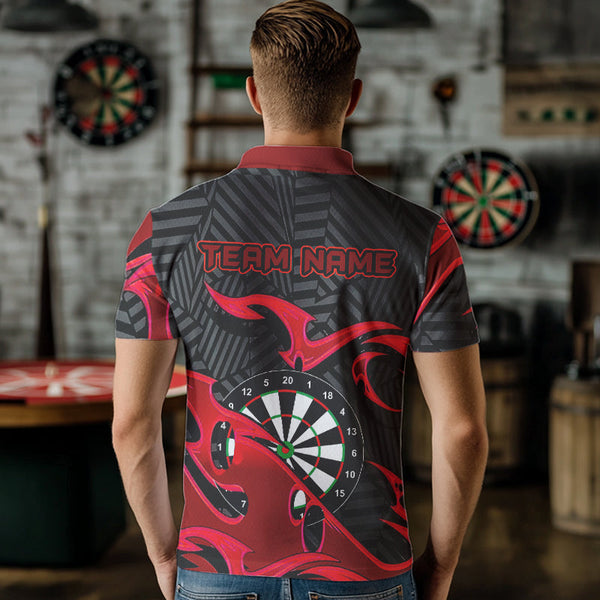 Personalized Black And Red Darts Polo & Quarter Zip Custom Dart Shirts For Men Darts Team Jerseys TDM3459