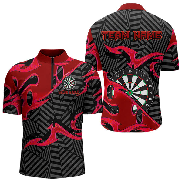 Personalized Black And Red Darts Polo & Quarter Zip Custom Dart Shirts For Men Darts Team Jerseys TDM3459