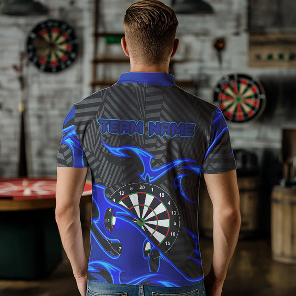 Personalized Black And Blue Darts Polo & Quarter Zip Custom Dart Shirts For Men Darts Team Jerseys TDM3460
