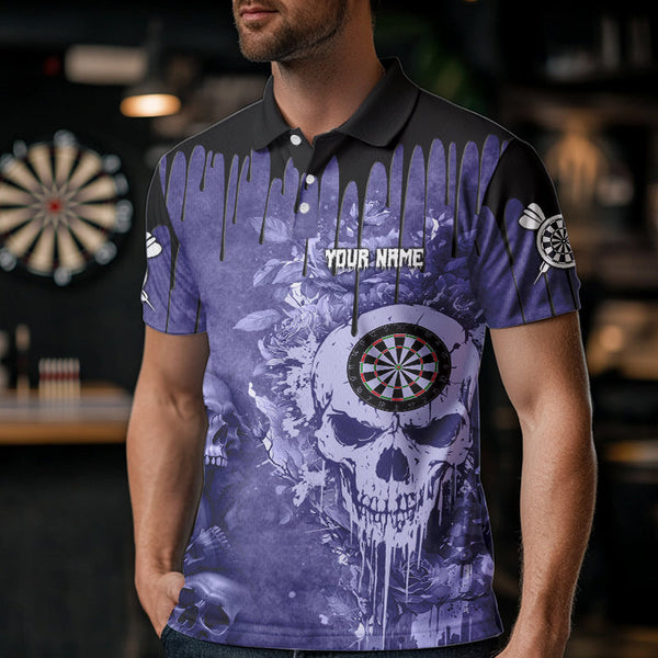 Custom Purple Gothic Skull Darts Shirts For Men, Personalized Cool Darts Team Jerseys Outfit TDM3463