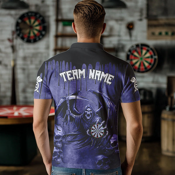 Custom Purple Gothic Skull Darts Shirts For Men, Personalized Cool Darts Team Jerseys Outfit TDM3463