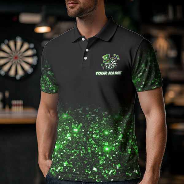 Custom Green Glowing Dartboard St Patrick Day Dart Shirts For Men, Luckiest Shamrock Dart Jerseys TDM3612