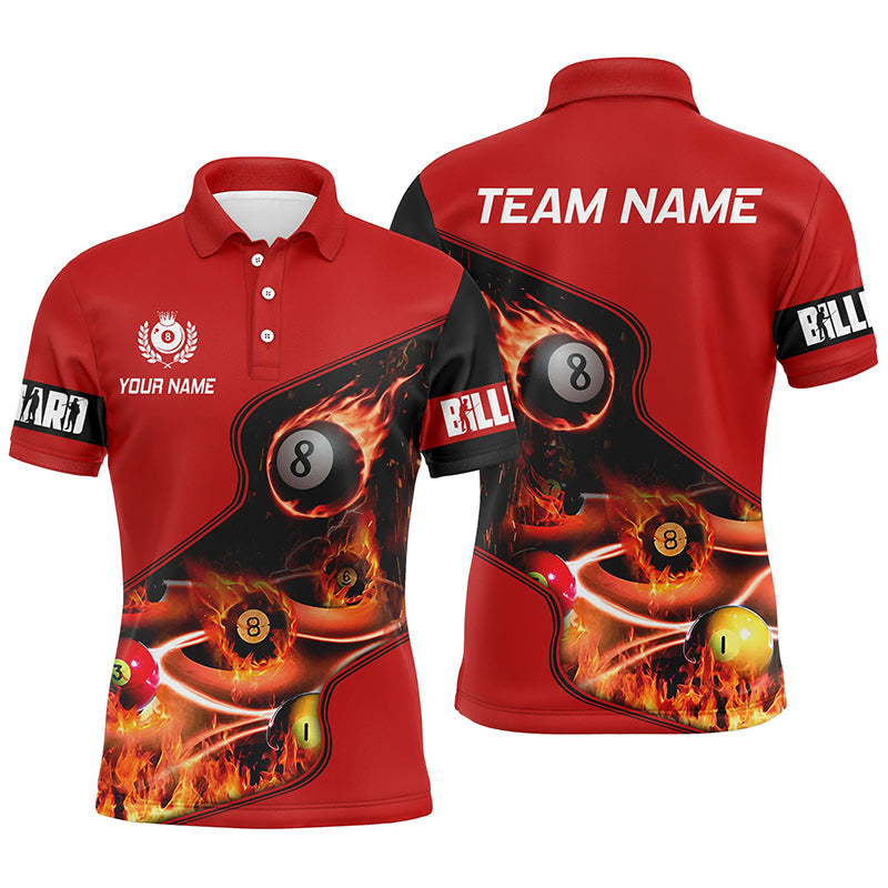 Personalized Master Billiard Balls Flame 3D Men Polo Shirts Custom Billiard Jersey Red Pool Player TDM0396