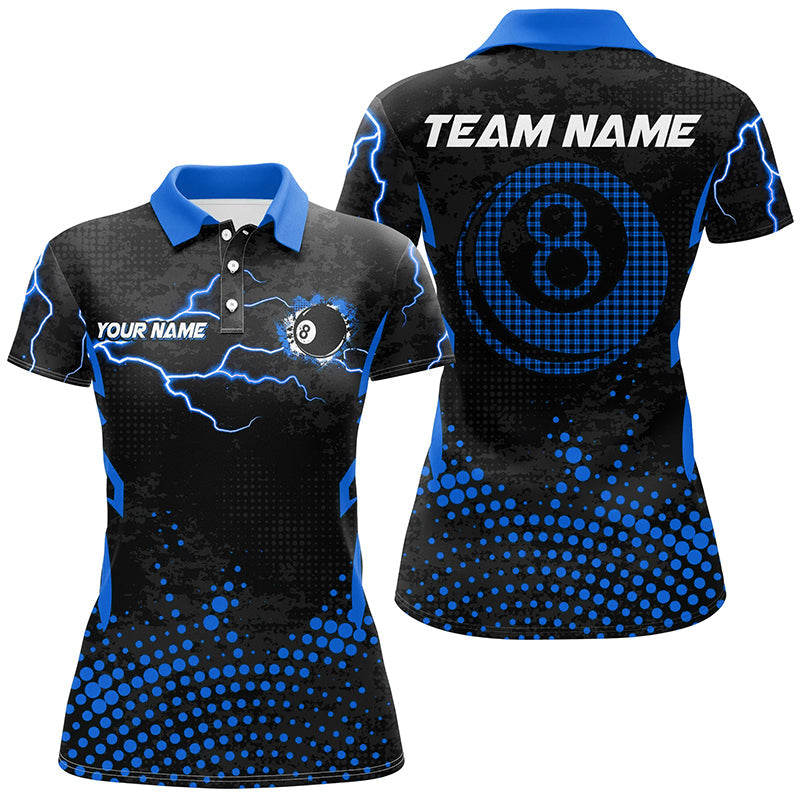 Personalized Blue 8 Ball Point 3D Billiard Women Polo Shirts Best Custom Billiards Apparel Clothing TDM0947