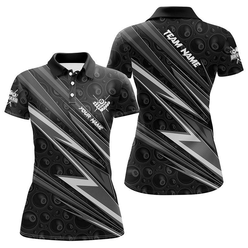 Personalized Name White And Black Billiard Jerseys For Women Best Custom Pool Team Polo Shirts TDM1290
