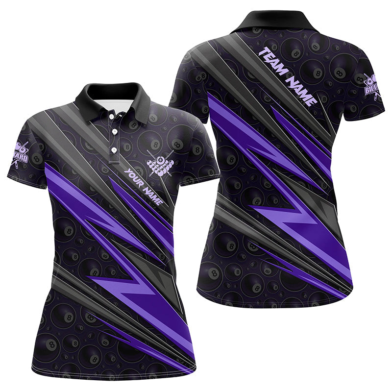 Personalized Name Purple Billiard Jerseys For Women Best Custom Pool Team Polo Shirts TDM1291