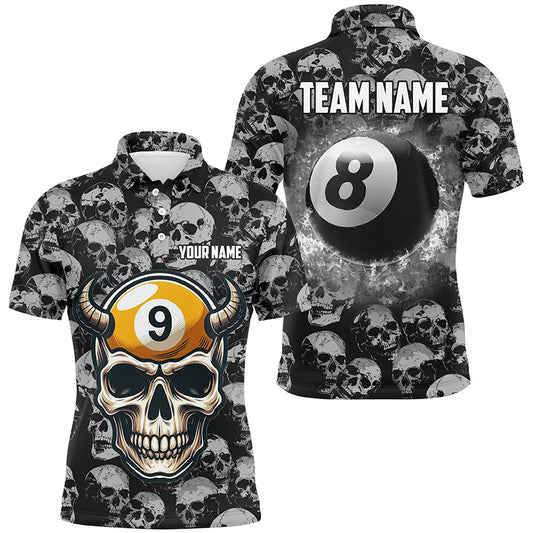 Personalized Billiard Jerseys 8 Ball & 9 Ball Custom Funny Skull Pattern Billiard Shirts For Men TDM1871