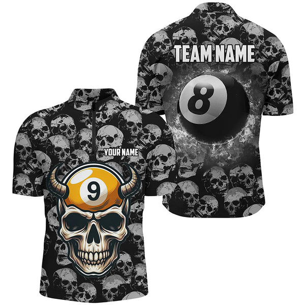 Personalized Billiard Jerseys 8 Ball & 9 Ball Custom Funny Skull Pattern Billiard Shirts For Men TDM1871