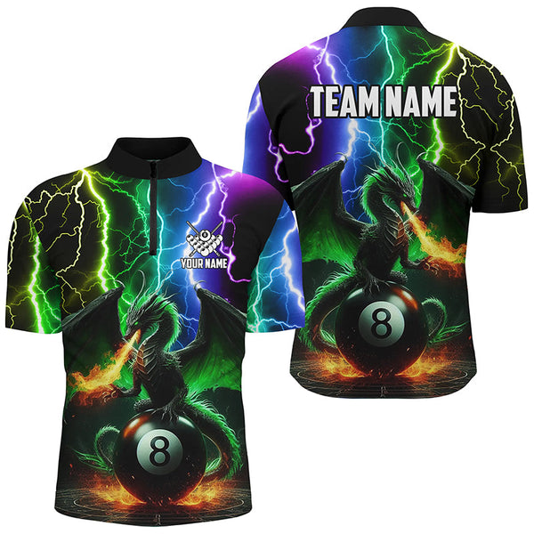 Dragon 8 Ball Pool Fire Billiard Shirts For Men Custom Colorful Thunder Lightning Billiard Jerseys TDM2075