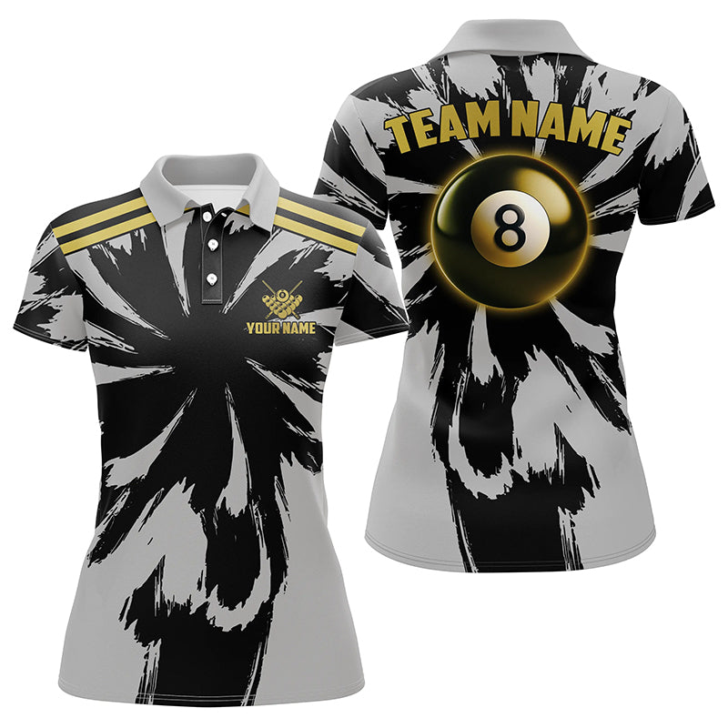 Personalized Funny Grey Storm 8 Ball Pool Women Billiard Polo Shirts Custom Unique Billiard Jerseys TDM1299