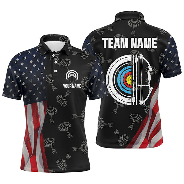 Personalized Retro US Flag Archery Shirts For Men Custom Patriotic Archery Jersey For Archer TDM2078