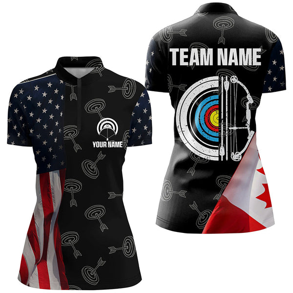 Personalized Retro US Flag Archery Shirts For Women Custom Patriotic Archery Jersey For Archer TDM2078