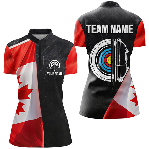 Personalized Retro Canada Flag Archery Shirts For Women Custom Patriotic Archery Jersey For Archer TDM2079